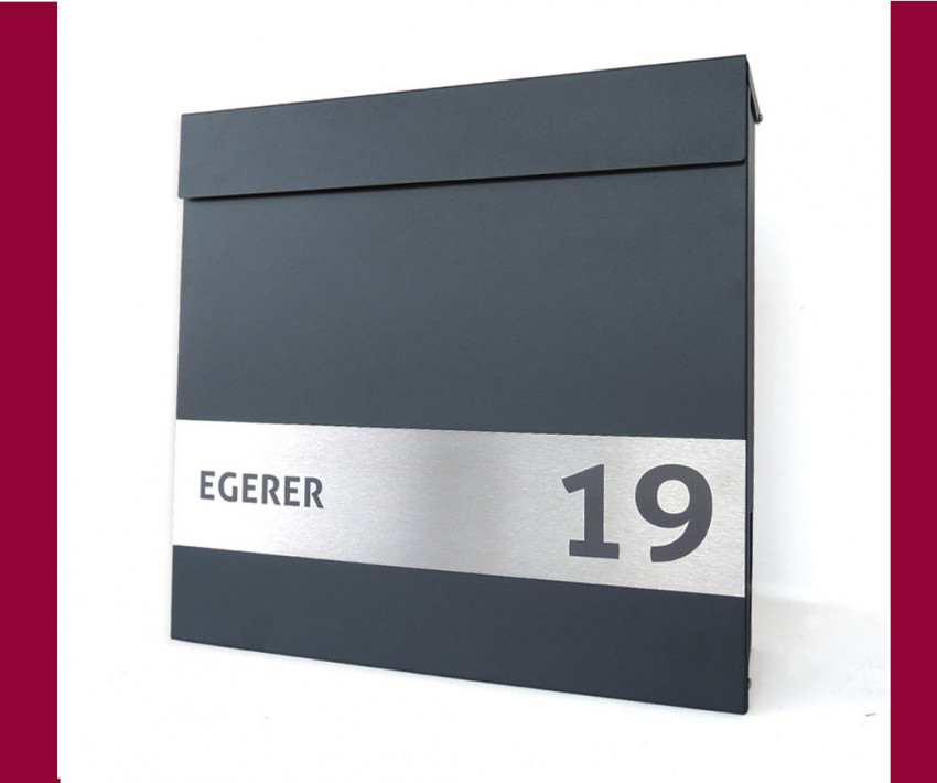 Zeitungfach, Anthrazit, mit Hausnummer, Briefkasten, Schiefer, Wandbriefkasten, Wasserdicht,
