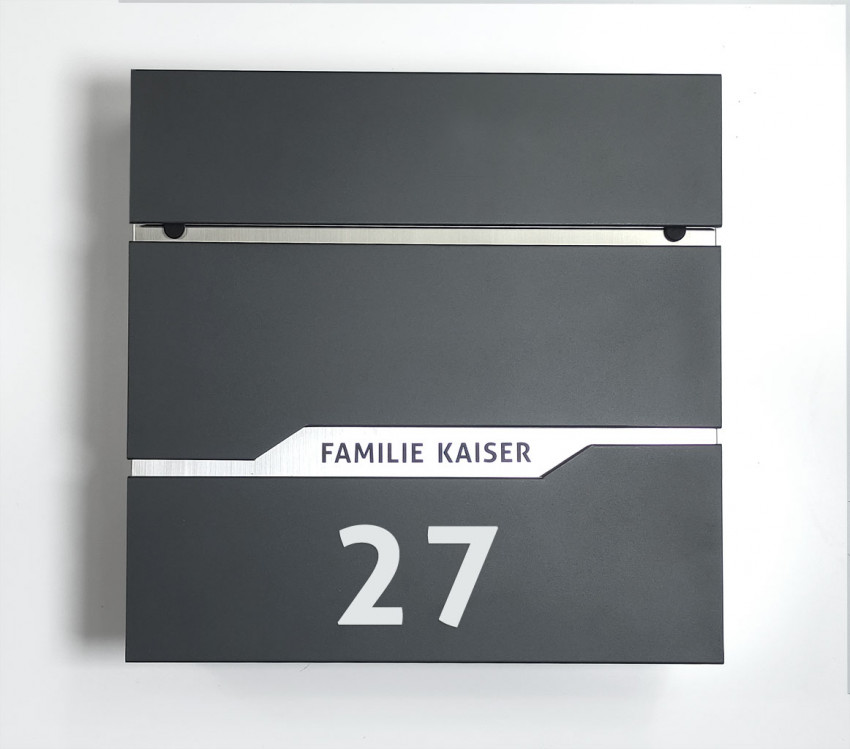 Prime Post 56 Klingel Premium Design Briefkasten mit Funk-KLINGEL Anthrazit-Edelstahl