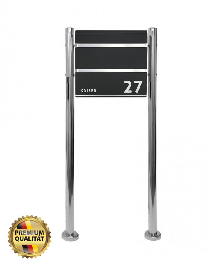 NEW SECURE 2 Hochwertiger Edelstahl Design Briefkasten mit Echt-Schiefer
