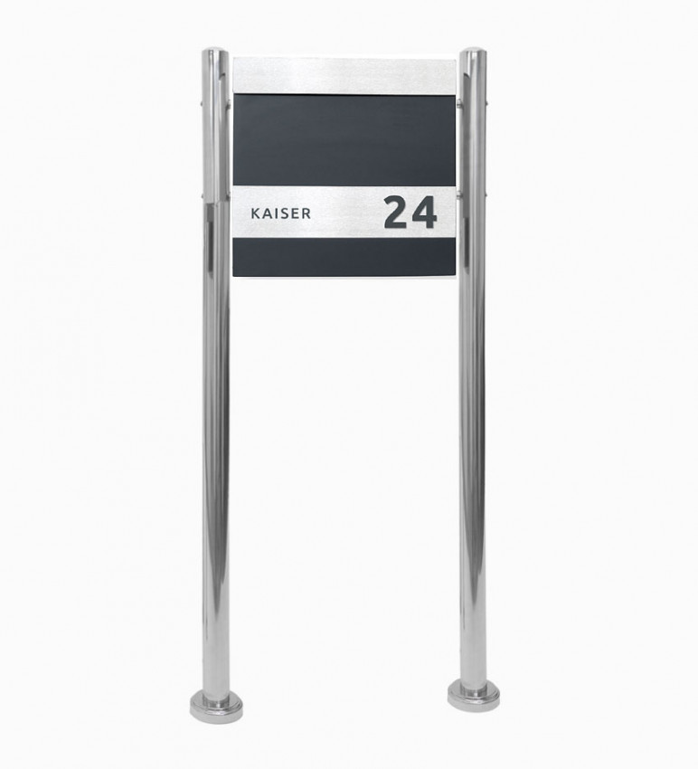 Standbriefkasten,P8, Ral7016, Briefkasten,Beschriftung, mit Hausnummer, Postkasten,  Zeitungsfach, Anthrazit, silber,kio times
