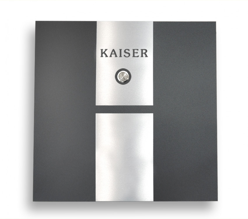 Quadra 3, Mit Klingel, Edelstahl, 7016, Briefkasten, Wandbriefkasten, integriert