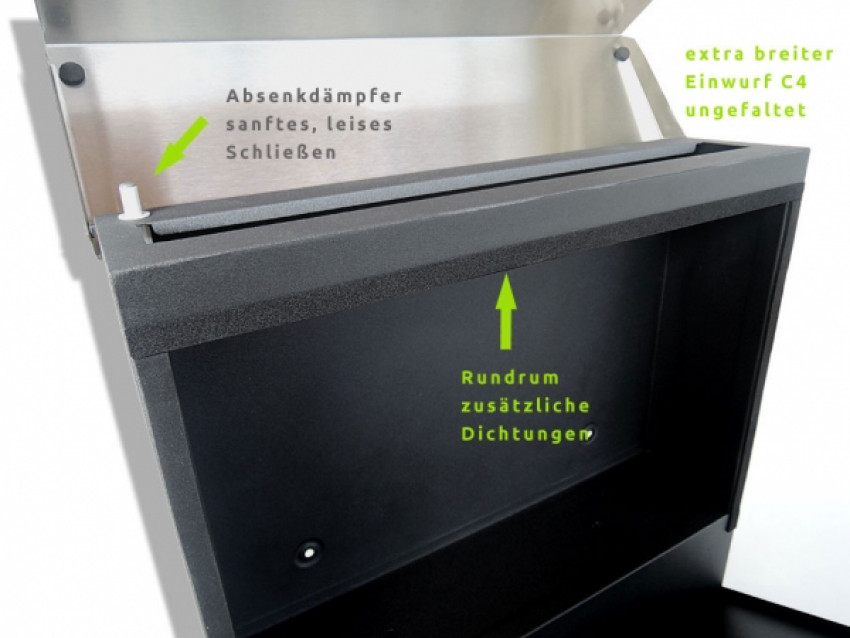 Zeitungfach, Anthrazit, mit Hausnummer, Briefkasten, Schiefer, Briefkasten, Wasserdicht,