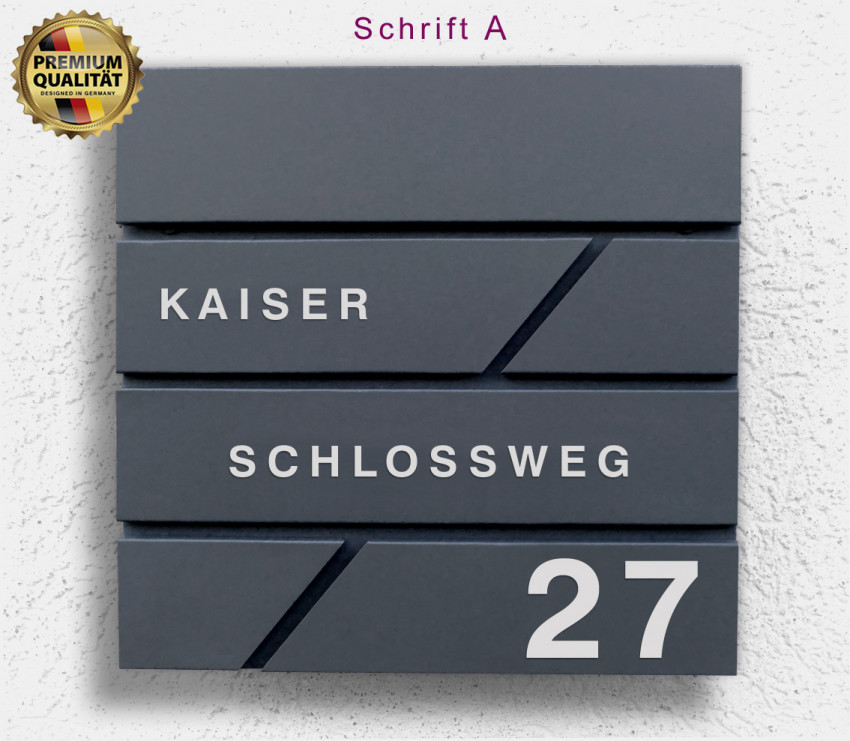 Prime91, Briefkasten,Wand,Edelstahl,Anthrazit,Beschriftung,mit Name, Schiefer,modell 5