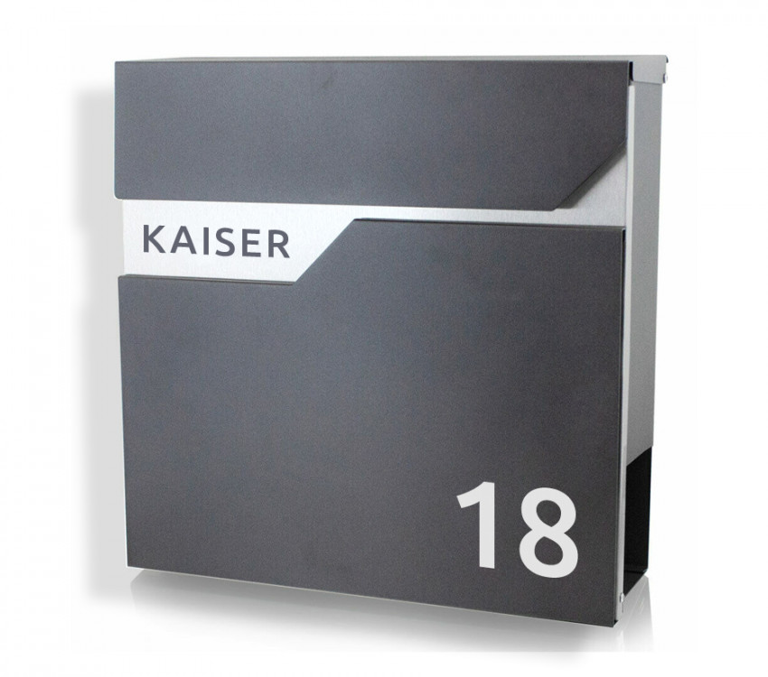 Zeitungfach, Anthrazit,18, Briefkasten, Schiefer, Wandbriefkasten, Wasserfest,Designer, Hausnummer