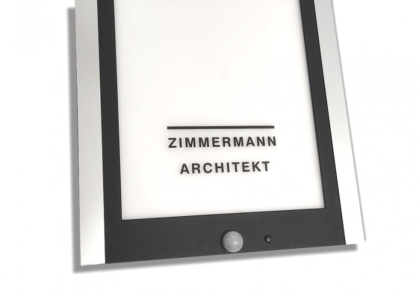 LED-Panel, Haustür, ANthrazit, Aussenleuchte, Hausnummer, Leuchte, DETAIL, HausAnsicht