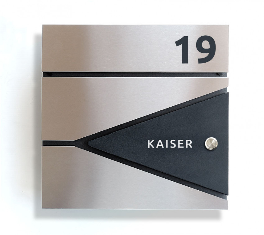 Postkasten,Beschriftung, mit Hausnummer, Briefkasten,  Zeitungfach, Anthrazit, silber,