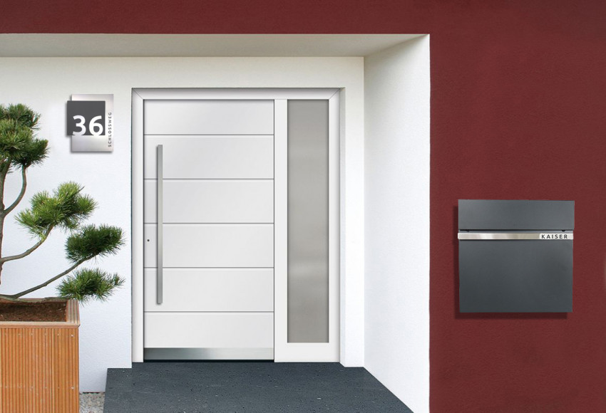 P88, Haus,Postkasten, mit Hausnummer, Briefkasten,  Zeitungfach, Anthrazit, Wasserdicht