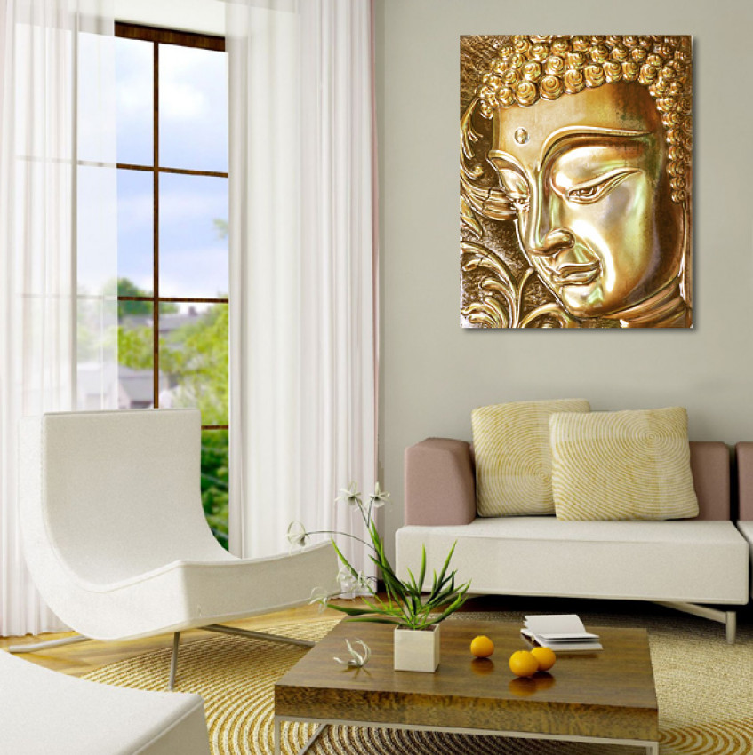 BUDDHA DESIGN WANDBILD RELIEF EFFEKT JOGA STUDIO ATELIER GOLD + SILBER