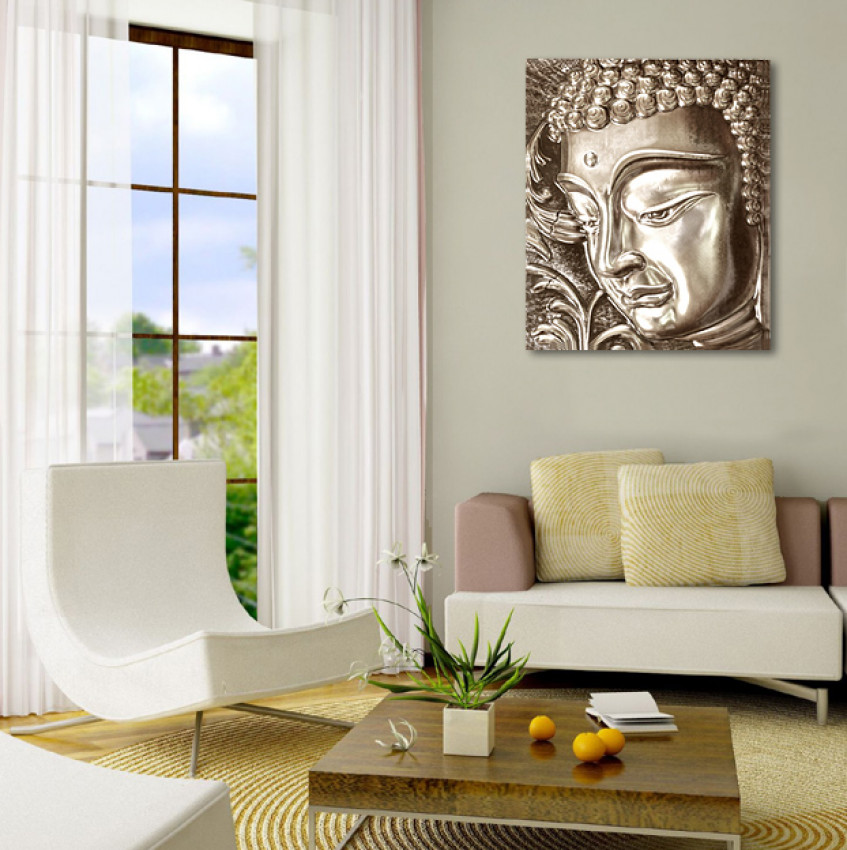 BUDDHA DESIGN WANDBILD RELIEF EFFEKT JOGA STUDIO ATELIER GOLD + SILBER