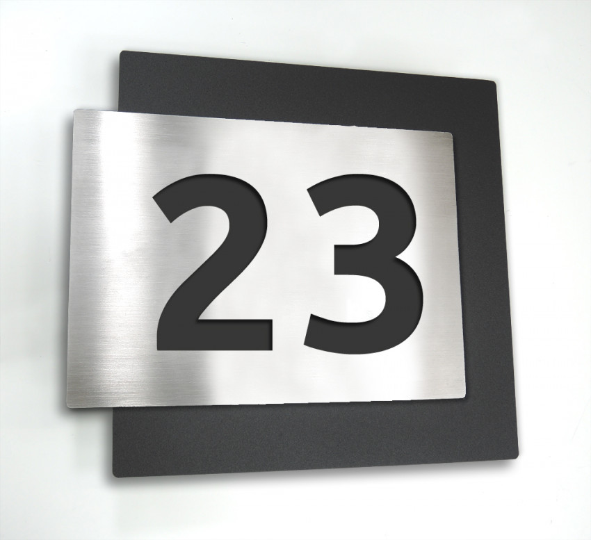 Smart01, 01, 3d, hausnummer, edelstahl, silber, schiefer, design, individuell, anthrazit