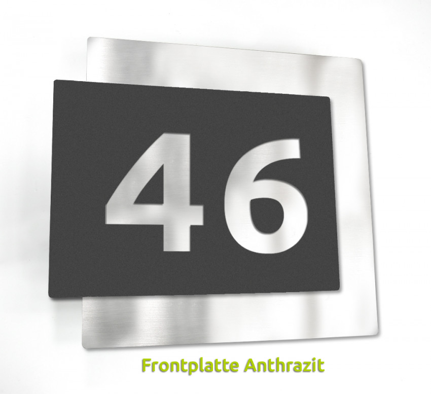 Silber, Smart 46, 3d, hausnummer, edelstahl, silber, schiefer, design, anthrazit