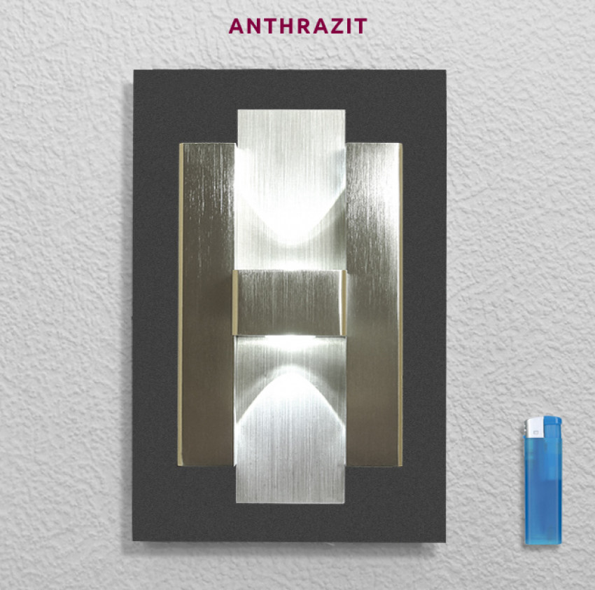 Belle Hermes, LED, CON DESIGN, WANDLEUCHTE, EXCLUSIV, Anthrazit, Gebürstet, up,down