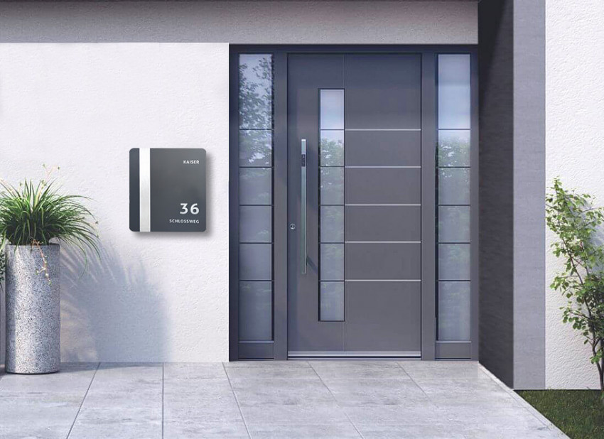 Prime96,NUMMER, Briefkasten,Wand,Edelstahl,Anthrazit,Beschriftung,