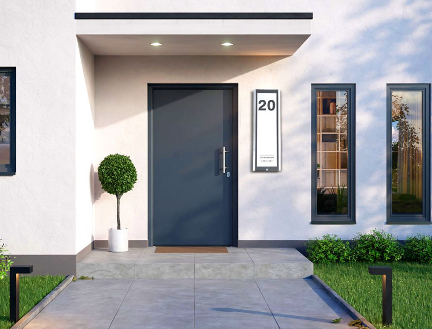 Haus, Doorpanel, LED,Hausnummer, Beleuchtet, edelstahl, Ral, 7016, Anthrazit, Modern, Design, Sensor, Strahler