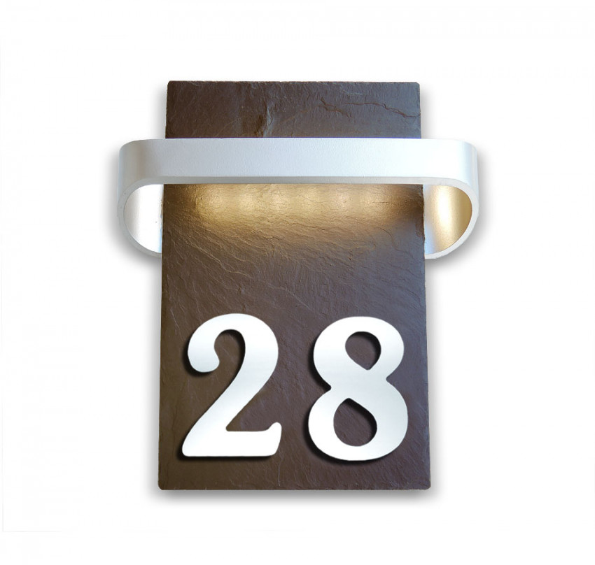 Belle,Wandleuchte, up, down, LED, DESIGN, mit HAUSNUMMER, LEUCHTE,Schiefer,Edelstahl, cob