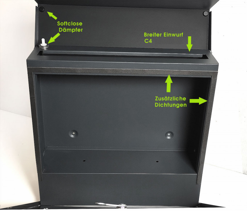 Briekasten p87, Anthrazit, RAL 7016, Briefkasten, Schiefer, Wandbriefkasten, Wasserdicht, Postkasten