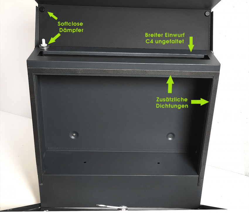 mit Edelstahl, RAL 7016, Briefkasten, Schiefer, Wandbriefkasten, Wasserdicht, Postkasten