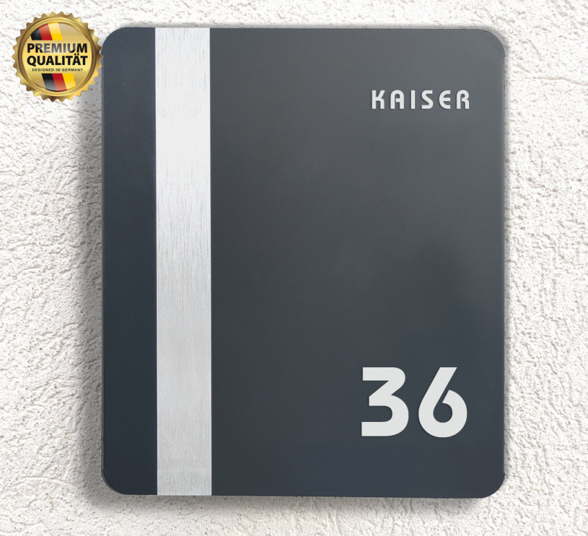 Inne, Prime Post 96,Design, Briefkasten,Edelstahl,Anthrazit,Beschriftung,mit Straße , und Nummer,