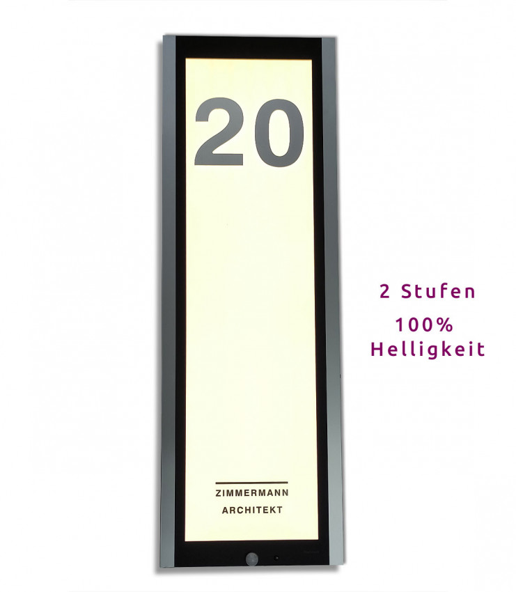 LED. HAUSNUMMER-LEUCHTE,SCHIEFER,KIO-TIMES,EDELSTAHL,HELL,SENSOR,modern