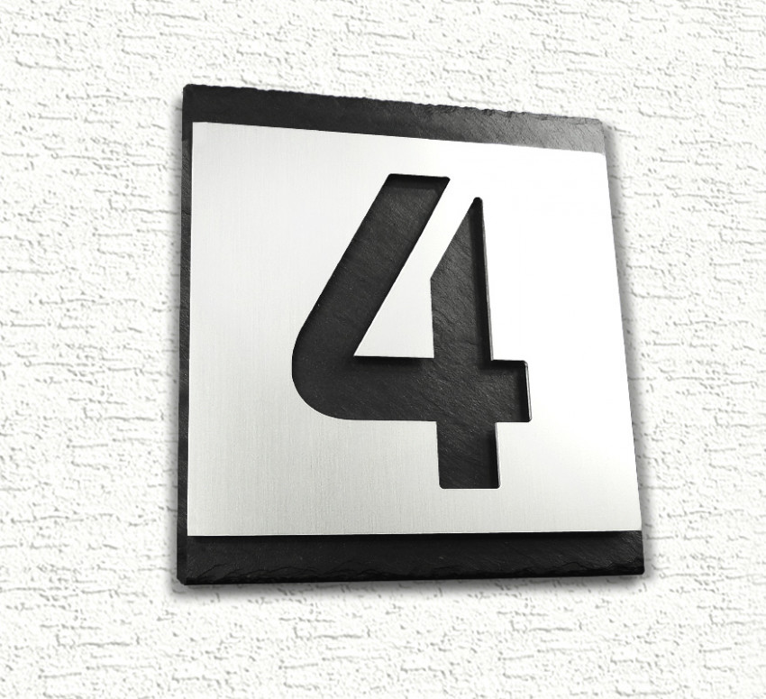 3d, Hausnummer, edelstahl,schiefer, premium, design,1 stellig, beleuchtet