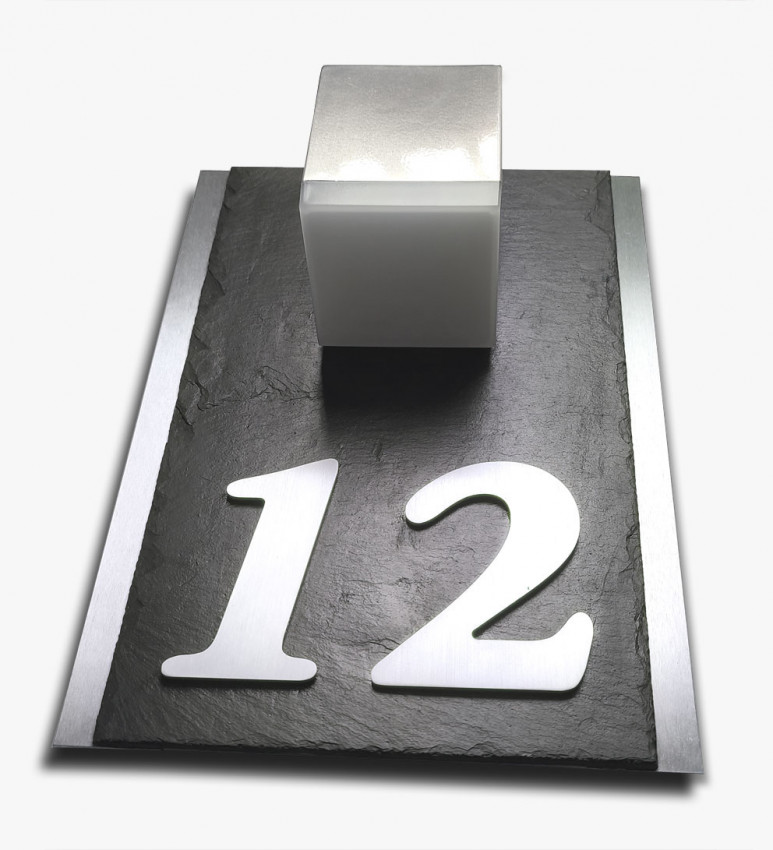 Dämmerunssensor,Sensor,Palais2,Lampe, hausnummer, EDELSTAHL, LED, DESIGN, mit HAUSNUMMER, GEbürstet,Anthrazit,7016