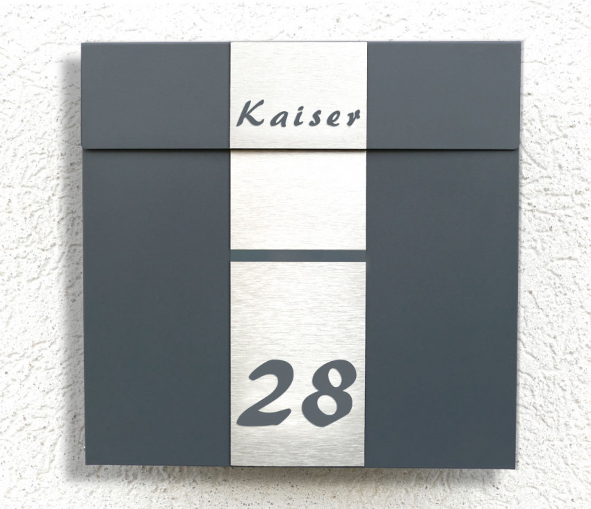 QUADRA 2 POST Premium Design Briefkasten in - Anthrazit - Edelstahl