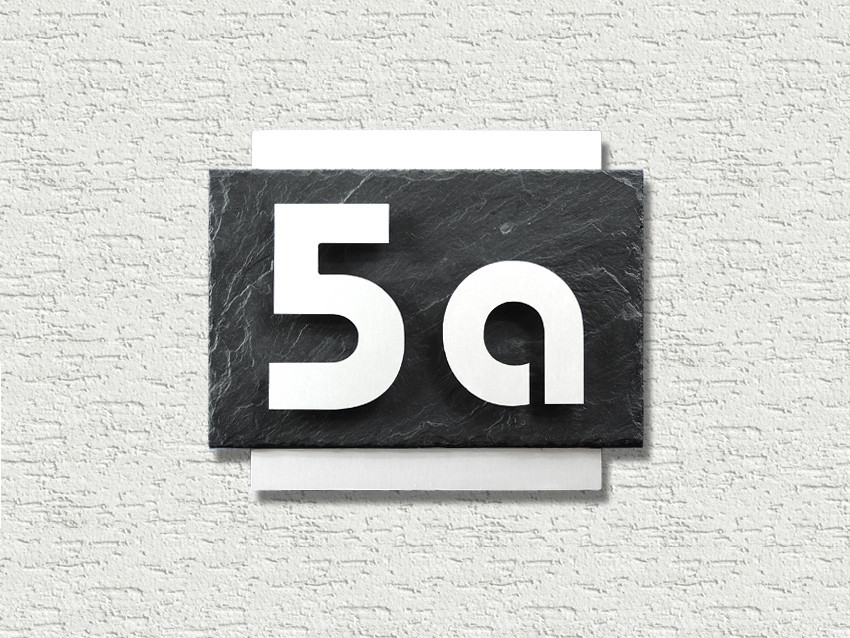 v2a, v4a,rostfrei,gebürstet,LED, DESIGN, HAUSNUMMER, schiefer,edelstahl,hausnummerschild,37,residenz,kio-times