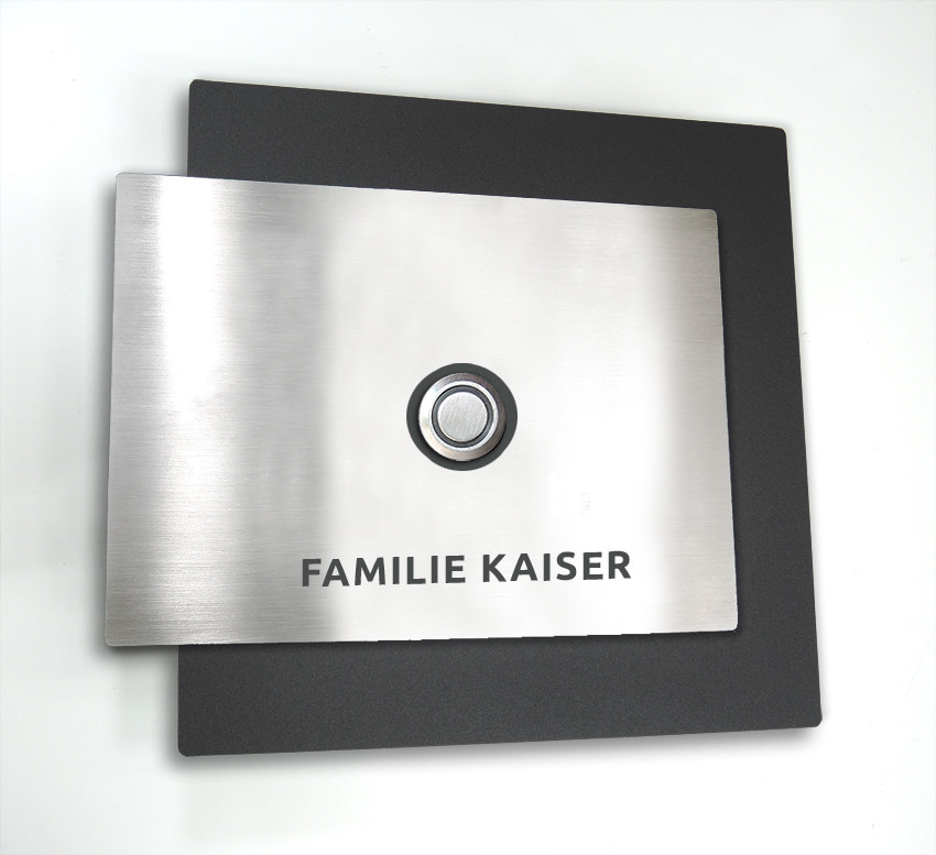 mit,Schiefer,LED, DESIGN, Klingel,Funkklingel, Anthrazit, edelstahl, silber