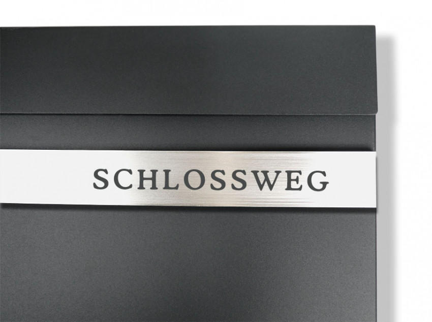 Postkasten,Beschriftung, mit Hausnummer, Briefkasten,  Zeitungfach, Anthrazit, silber,kio times