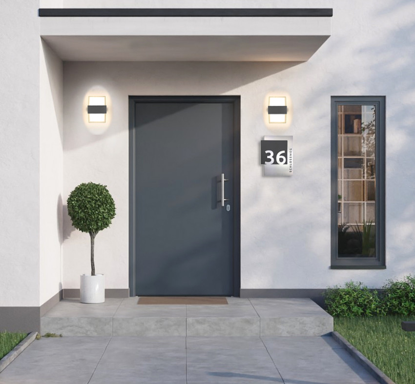 Avangarde, Anthrazit,Zahlen Hausnummer,,v2a,rostfrei,gebürstet,LED, DESIGN, HAUSNUMMER, schiefer,edelstahl,hausnummerschild,