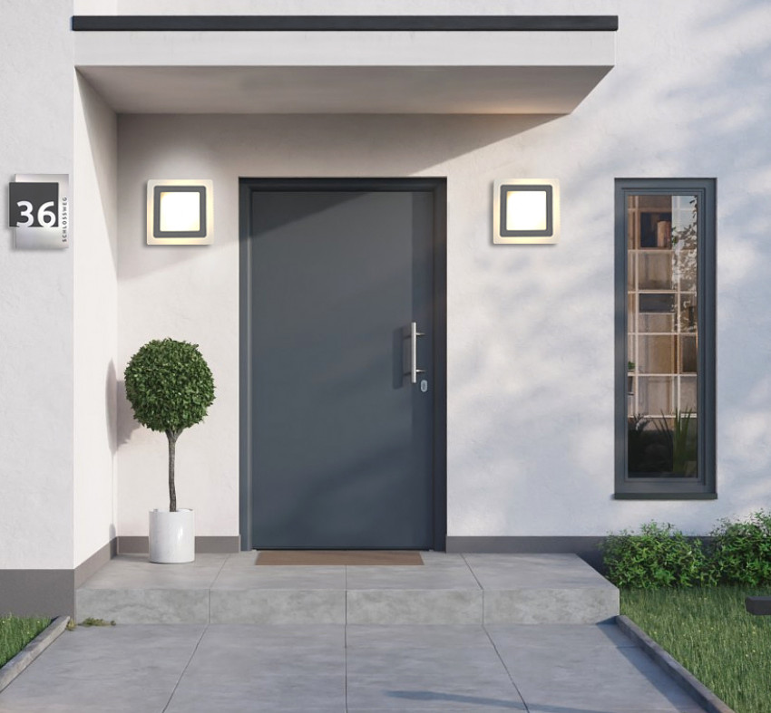 Trias, EDELSTAHL, LED, DESIGN, mit HAUSNUMMER, LEUCHTE,Strahler,silber, cob