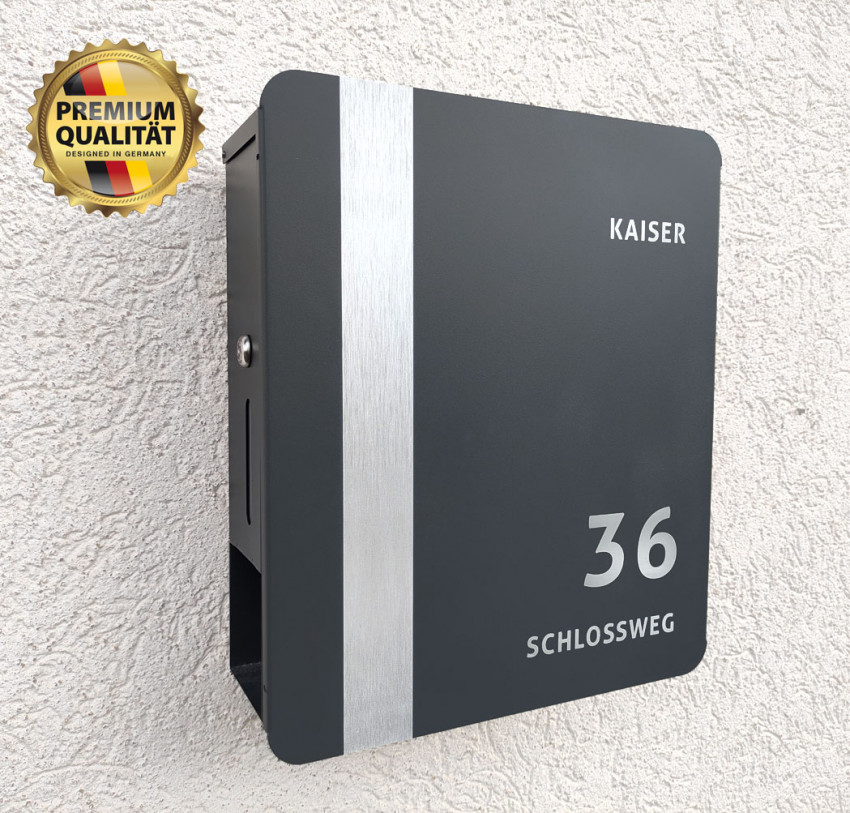 Sehr gut , Wetterfest, SEITE,  Prime POST 96, Haus Briefkasten,Wand,Edelstahl,Anthrazit,Beschriftung,mit